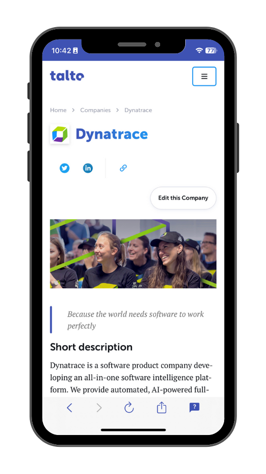 Arbeitgeberprofil – Dynatrace